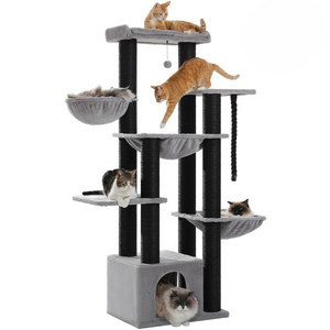 Arbre à chat XXL gris - Grand modèle - Design château