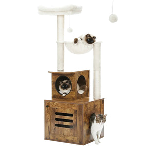 Arbre à chat adulte bois foncé solide - Design durable