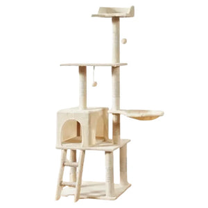 Arbre à Chat Beige avec Échelle - Design Stable